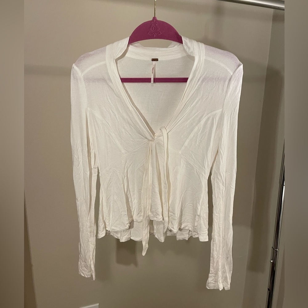 Free People Long Sleeve White Blouse